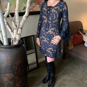 BRONTE gossamer lace body-skimming lace dress NWT